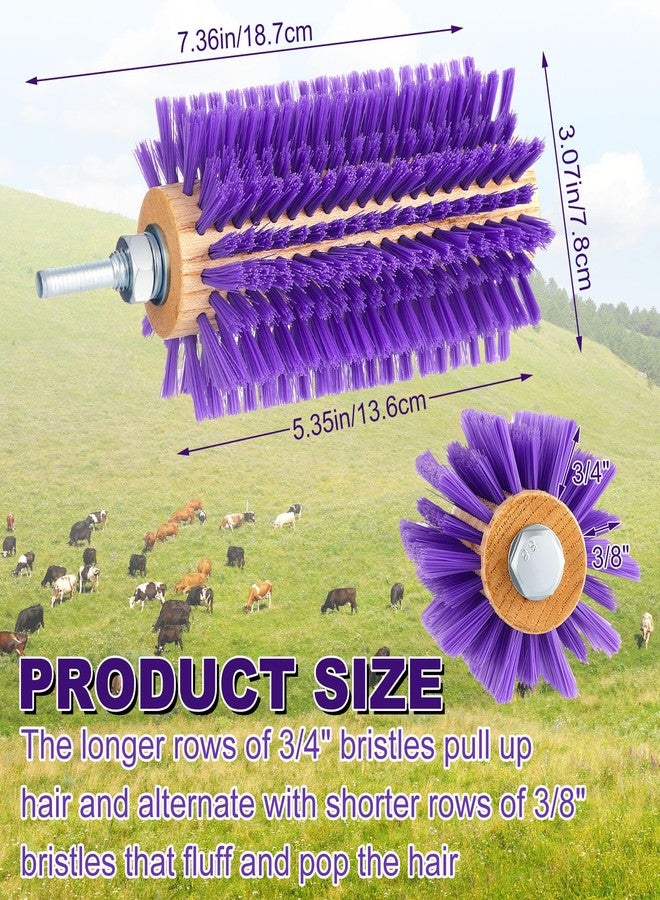 Willinglong 2 Pcs 5.35 inches Livestock Mini Drill Scratch Brush Purple Brush Grooming Kit Suitable for Cattle, Cows, Horses, Sheep and Pigs - Image 2